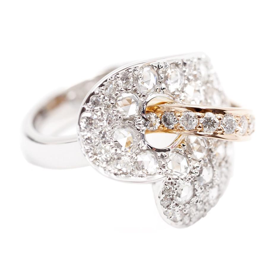 ラウンドローズカット ダイヤモンドリング K18WG K18PG 1.12ct 1.25ct