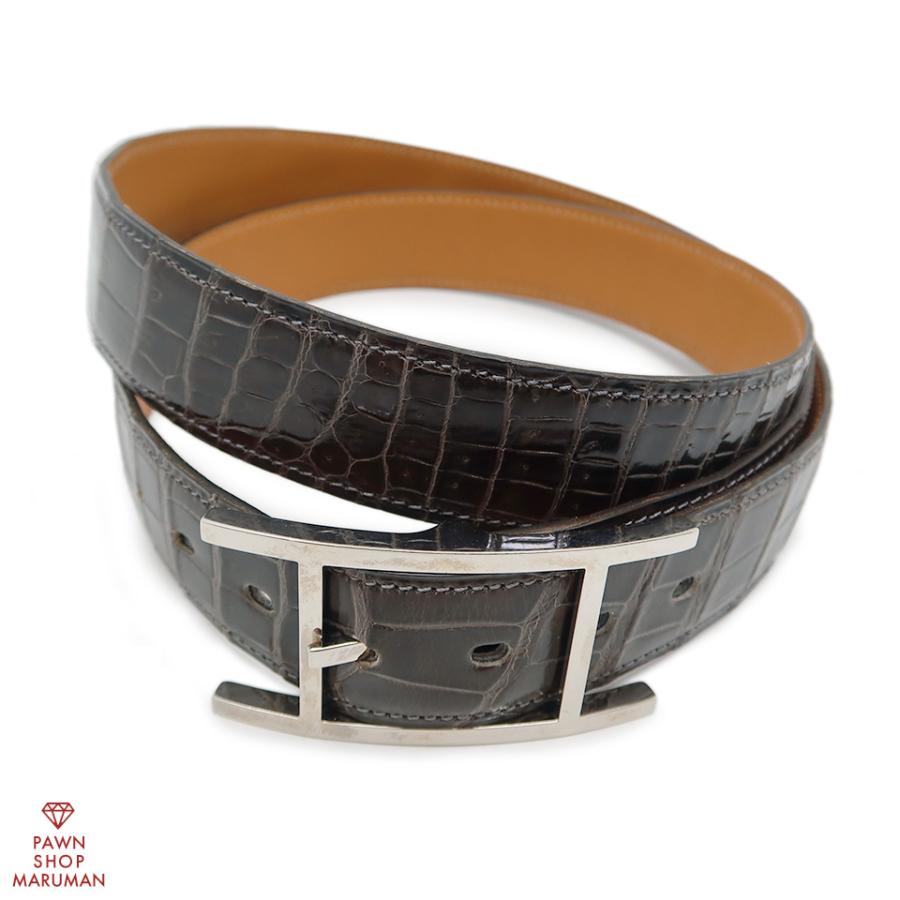 HERMES エルメス エトリエ ベルト 3cm ブラック ゴールド 金 メンズ  