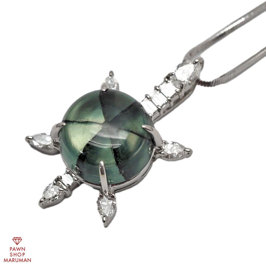 Pt900 トラピッチェエメラルド ダイヤモンドネックレス 7.147ct 0.76ct