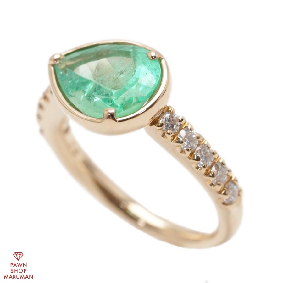 K18YG エメラルド ダイヤモンドリング #11 0.30ct イエローゴールド 11