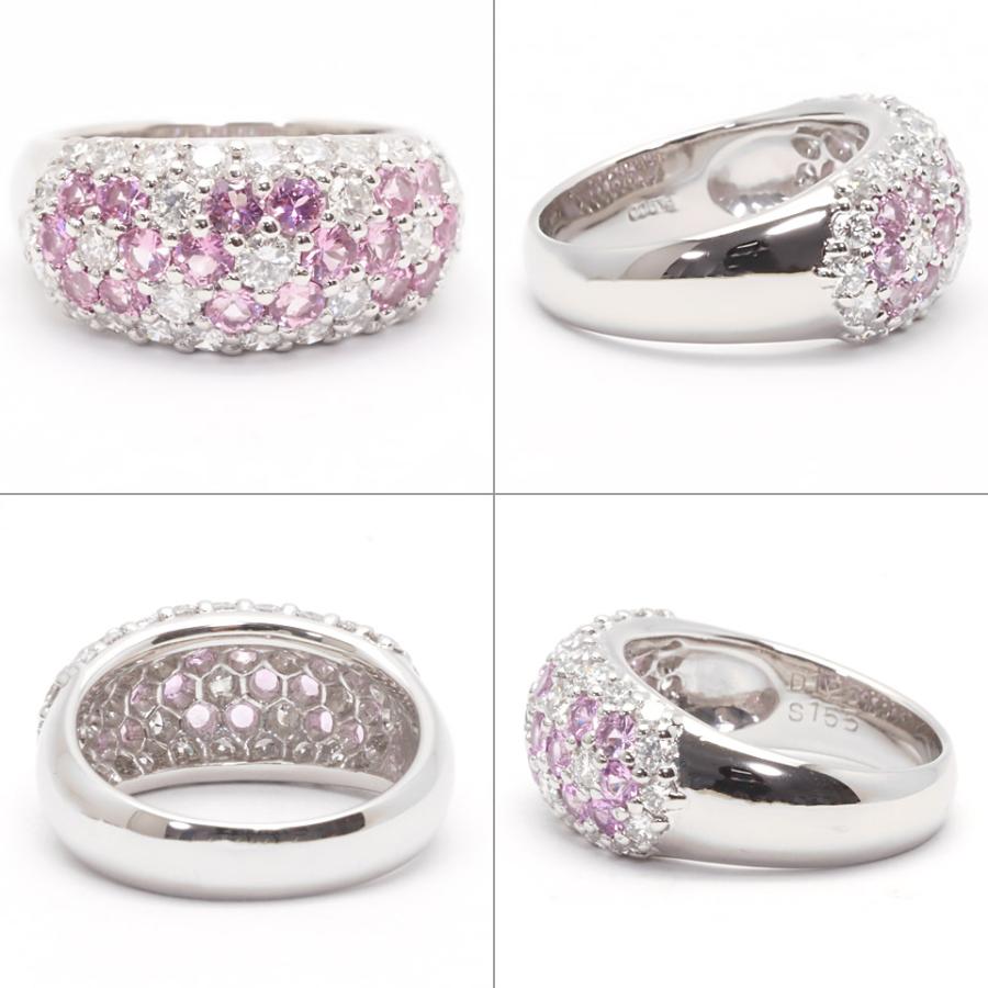 ピンクサファイア ダイヤモンドリング Pt900 1.55ct 1.25ct #14 