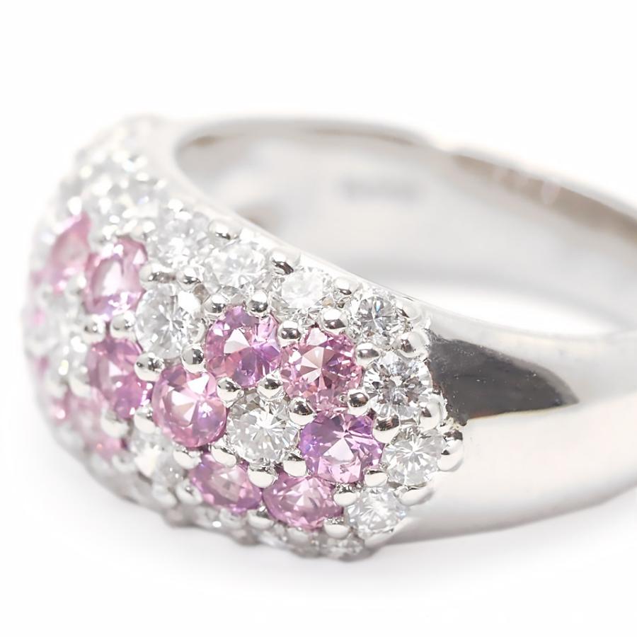 ピンクサファイア ダイヤモンドリング Pt900 1.55ct 1.25ct #14 