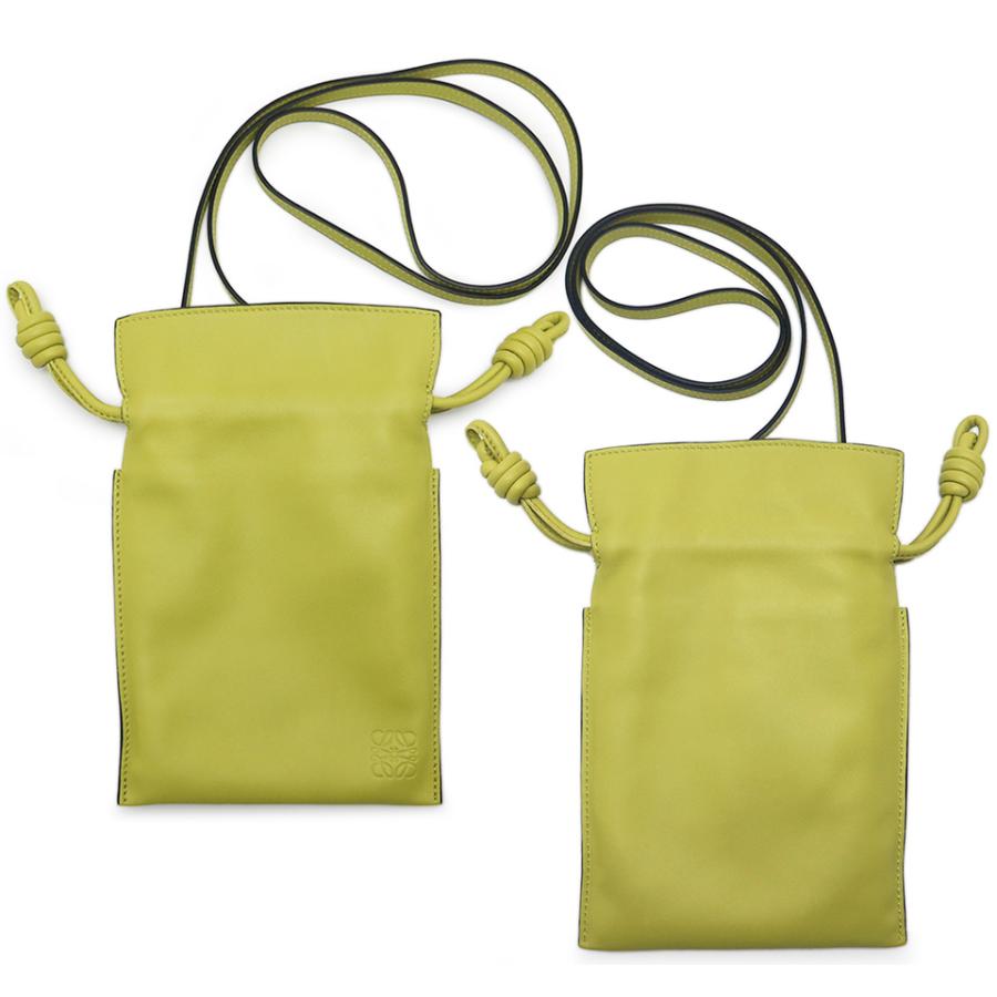 LOEWE ロエベ フラメンコポケットショルダー A411F10X014801 カーフレザー ライムイエロー 【丸万質舗】の画像