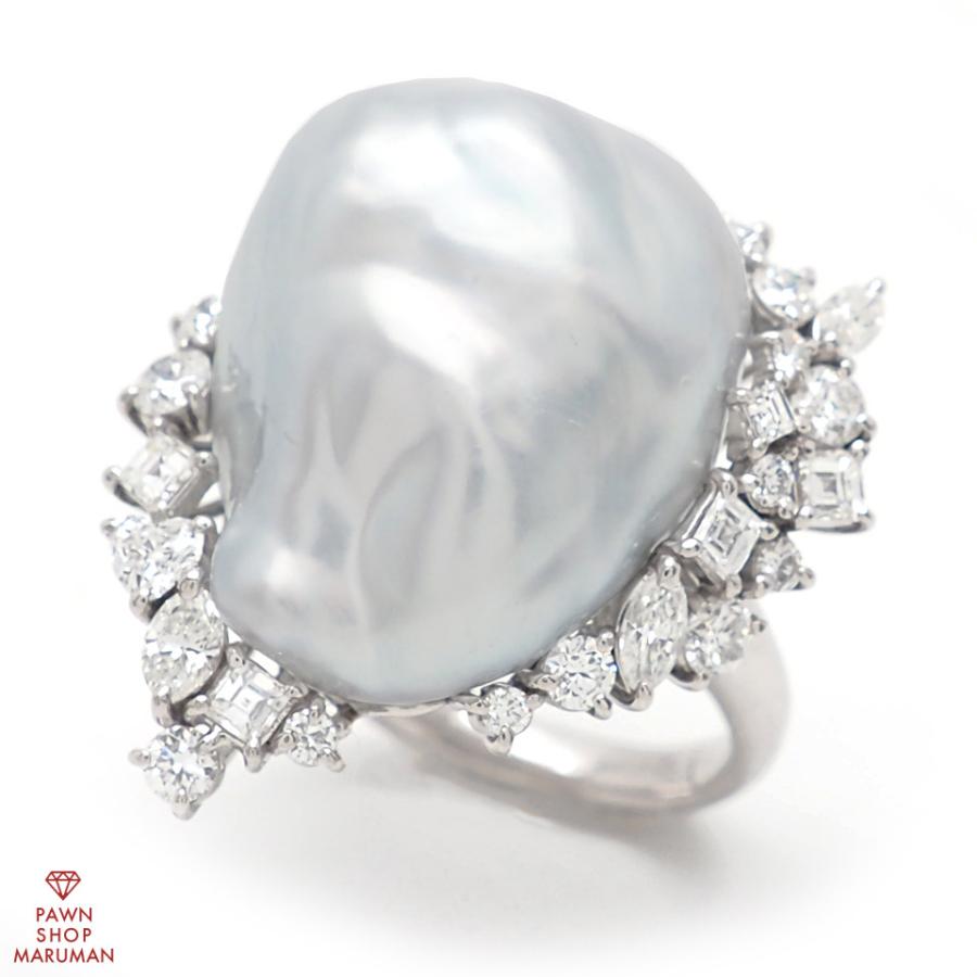 Pt900 バロックパール ダイヤモンドリング #16 2.547ct プラチナ 16号  