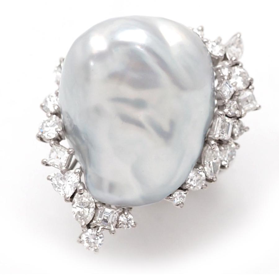 Pt900 バロックパール ダイヤモンドリング #16 2.547ct プラチナ 16号 