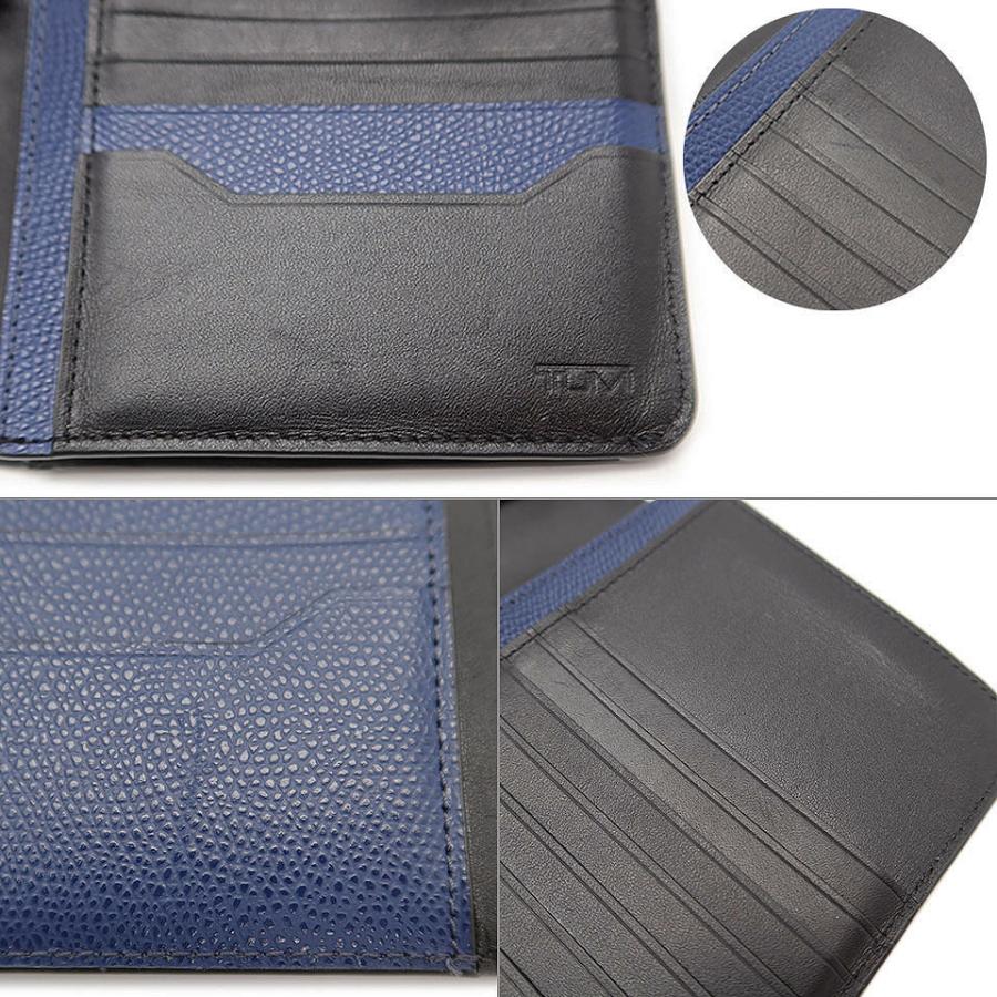 TUMI トゥミ トラベルウォレット レザー ブルー×ブラック 【丸万 TUMI トゥミ トラベルウォレット レザー ブルー×ブラック 【丸万