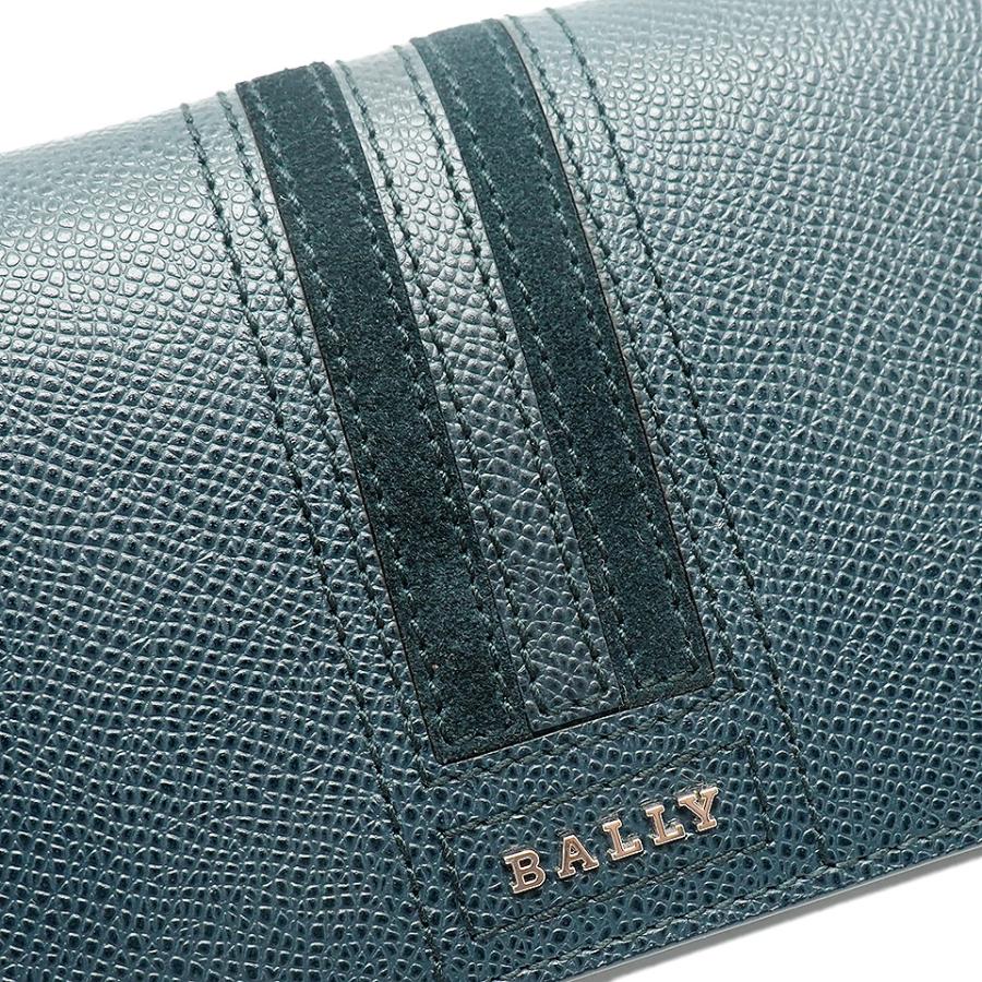 Bally（バリー） 二つ折り長財布 レザー ネイビー×シルバー金具 【丸万
