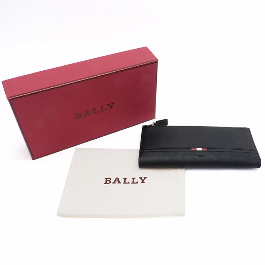 Bally（バリー） 二つ折り長財布 レザー ブラック×シルバー金具【丸万
