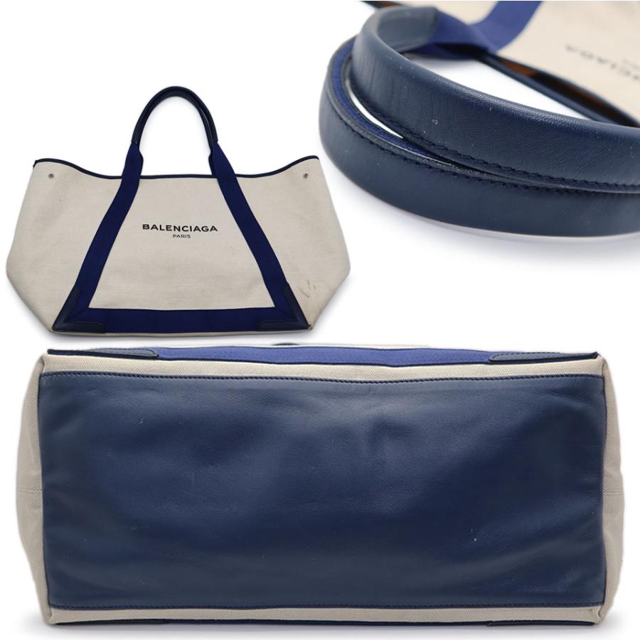 BALENCIAGA バレンシアガ ネイビーカバスM 339936 キャンバス×カーフ ナチュラル×ネイビー 【丸万質舗】_5