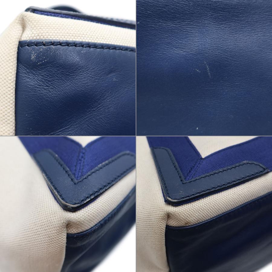 BALENCIAGA バレンシアガ ネイビーカバスM 339936 キャンバス×カーフ ナチュラル×ネイビー 【丸万質舗】_6