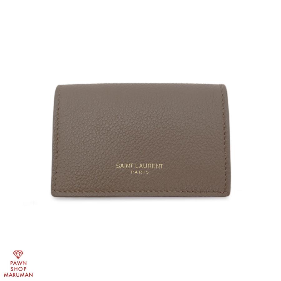 びびんば‼️SAINT LAURENT 三つ折り財布 グレージュ SAINT LAURENT サンローラン コンパクトウォレット レザー グレージュ