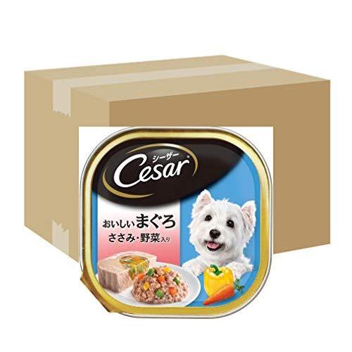 数々のアワードを受賞 ドッグフード シーザー おいしいまぐろ ケース販売 100g 96個 成犬用 ささみ 野菜入り ドッグフード