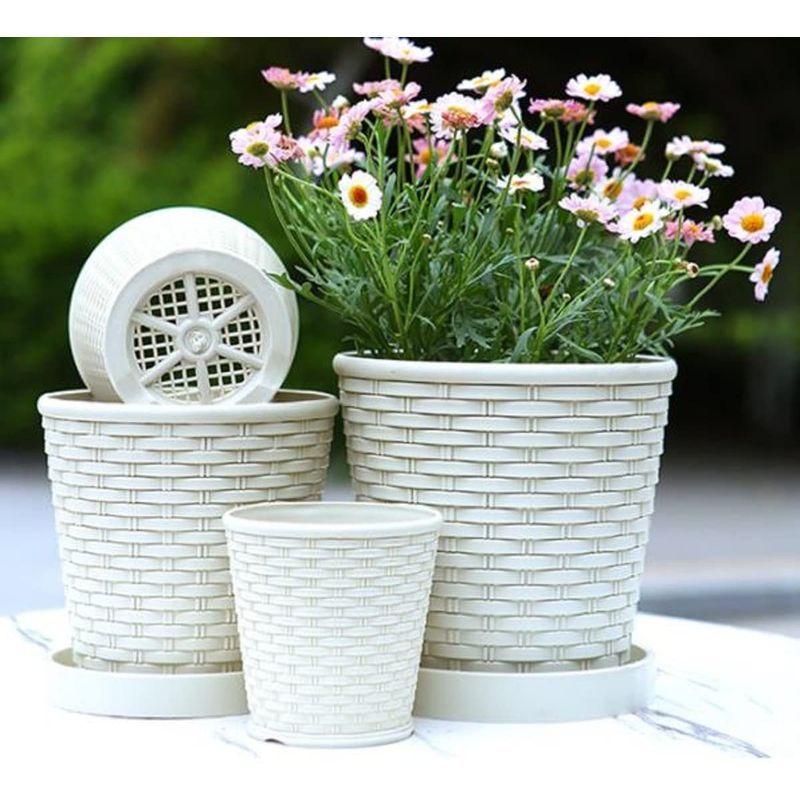 かわいい ポット 排水穴トレイ付き 北欧風 おしゃれ プランター プラスチック製 植木鉢 鉢植え 庭 インテリア ハーブ適用 バラ 観葉植物 多肉 花 植木鉢 Sustentec Com Br