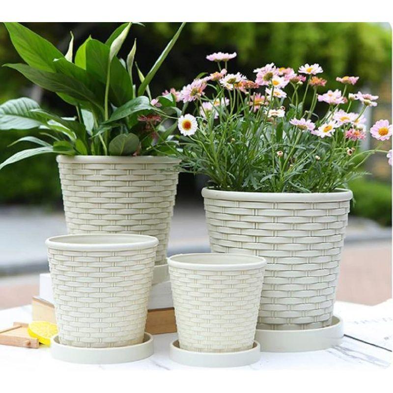 かわいい ポット 排水穴トレイ付き 北欧風 おしゃれ プランター プラスチック製 植木鉢 鉢植え 庭 インテリア ハーブ適用 バラ 観葉植物 多肉 花 植木鉢 Sustentec Com Br