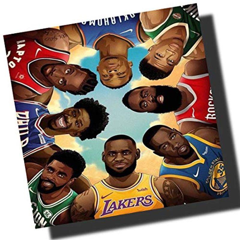 本格派ま NBAオールスターズ 海外製 スポーツグラフィックアートパネル 木製 壁掛け インテリア セットアップ ポスター