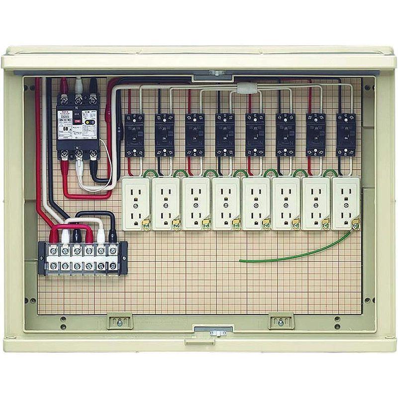 未来工業　屋外電力用仮設ボックス　漏電しゃ断器・分岐ブレーカ・コンセント内蔵　ELB組込品　17A-8C6TW