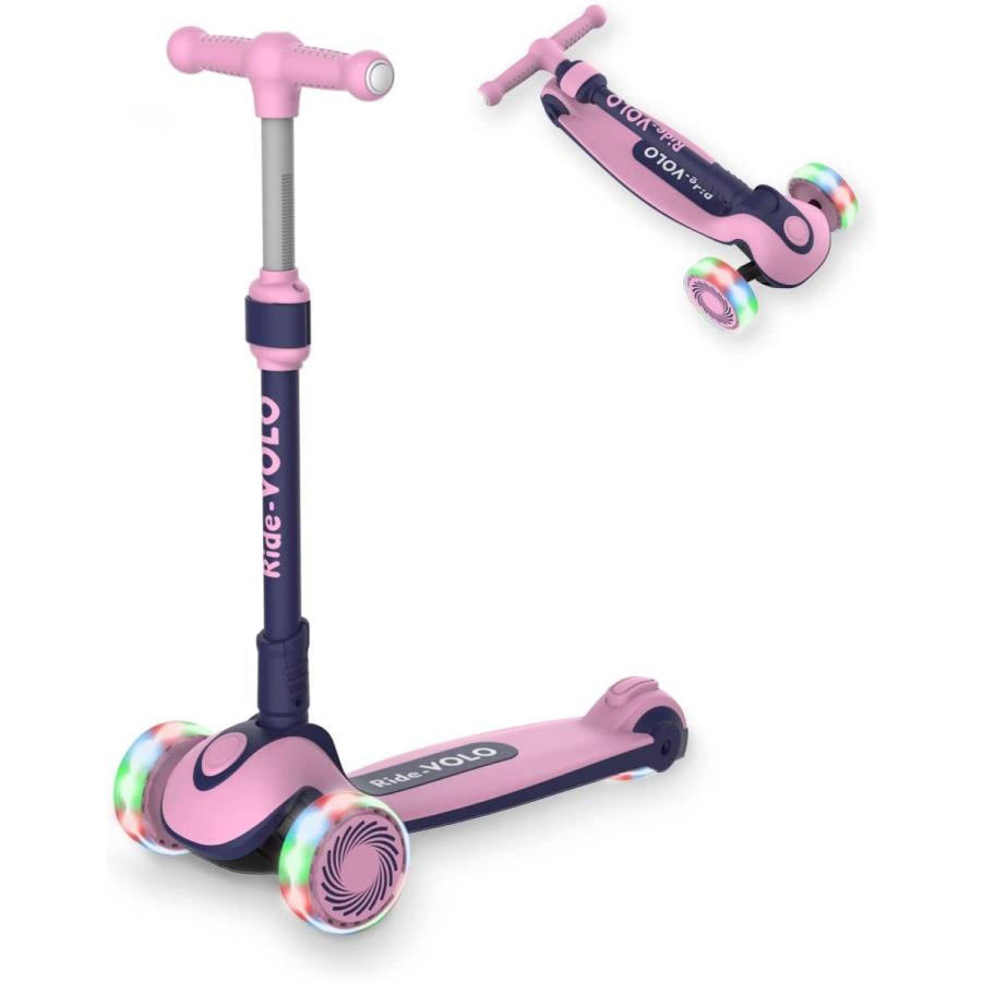 Ridevolo キックスクーター 子供用キックボード キッズ 三輪車 方向変換しやすい 21新発 無段階高さ調節可能 光るタイヤ 折り畳み式