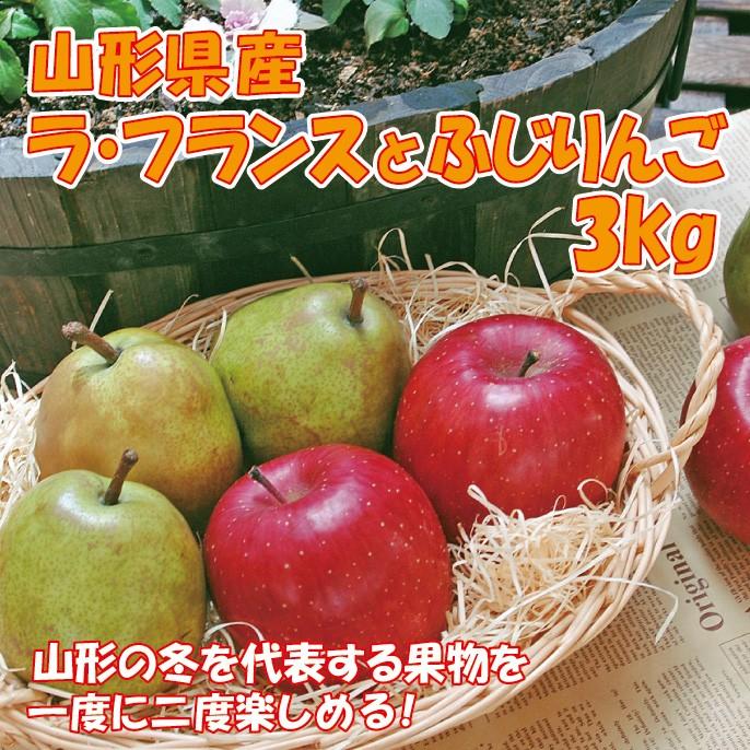 ギフト 送料無料 山形県産 ラ・フランス ＆ サンふじ 3kg 各6玉詰合せ