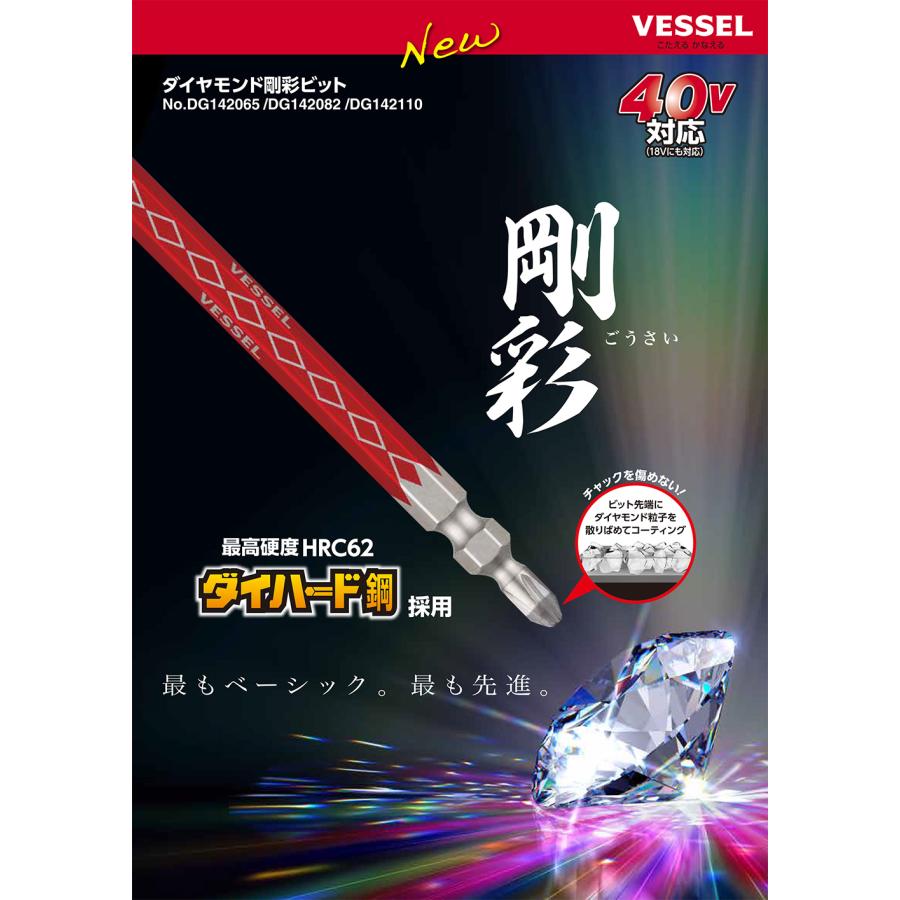 ベッセル VESSEL ダイヤモンド剛彩ビット ネジにがっちりと食いつく