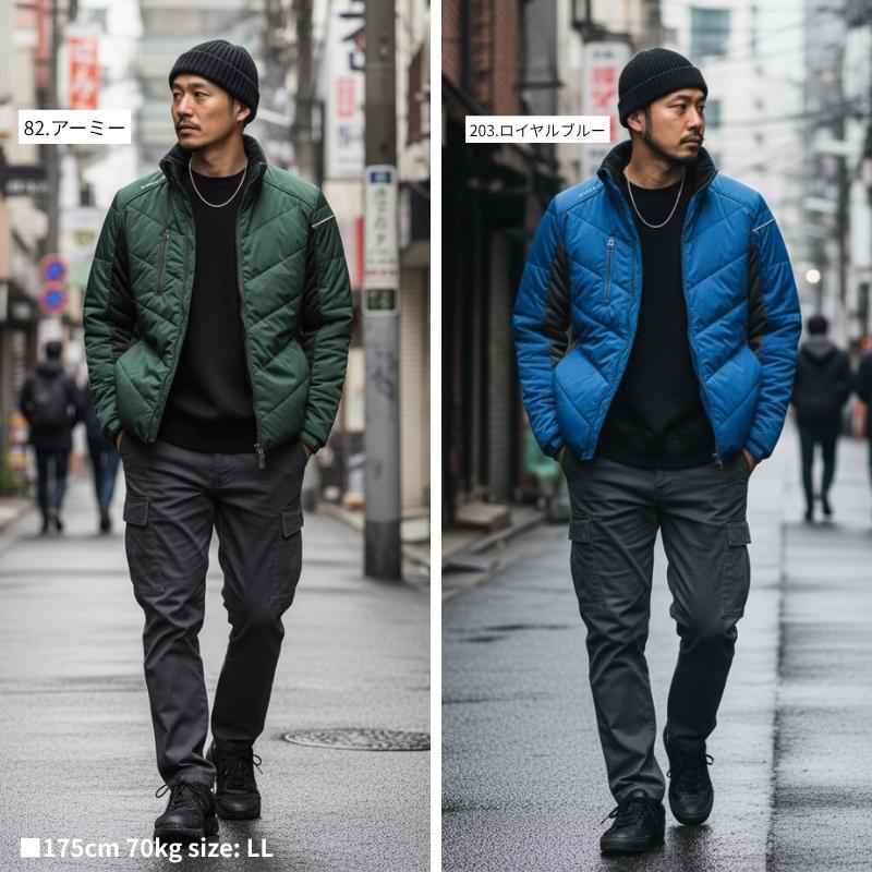 防寒 アウター メンズ 秋冬 中綿 ストレッチ 防風 撥水 軽量 作業着 作業服 かっこいい おしゃれ 桑和 ジーグラウンド 44603 ...