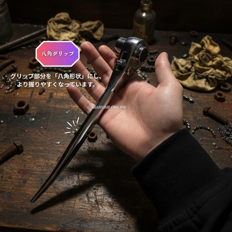 ラチェットレンチ 17mm 21mm 19mm 24mm 太い メッキ カッコいい