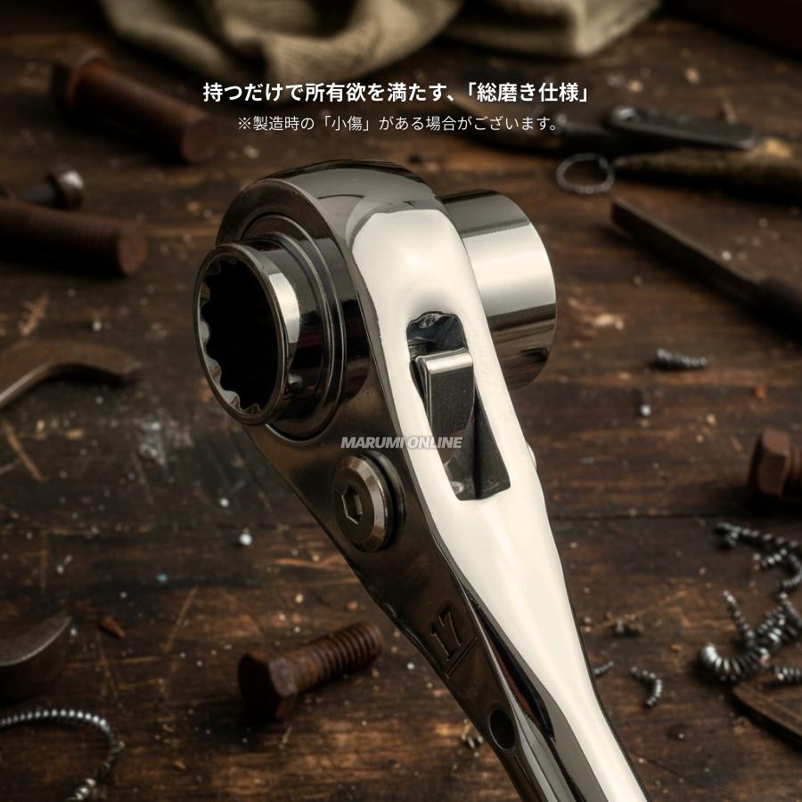 ラチェットレンチ 17mm 21mm 19mm 24mm 太い メッキ カッコいい