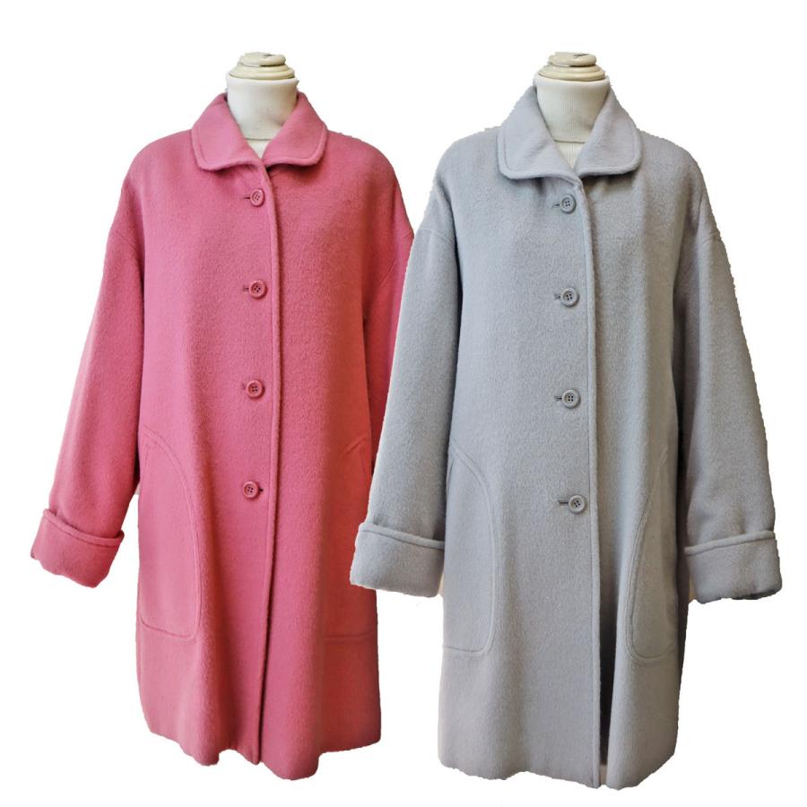 ロングコート ウール 秋冬 グレー ピンク ゆったり9号 Mサイズ レディースファッション セラビ ウイングカラー 送料無料 Out157 Selavie Marumi 通販 Yahoo ショッピング