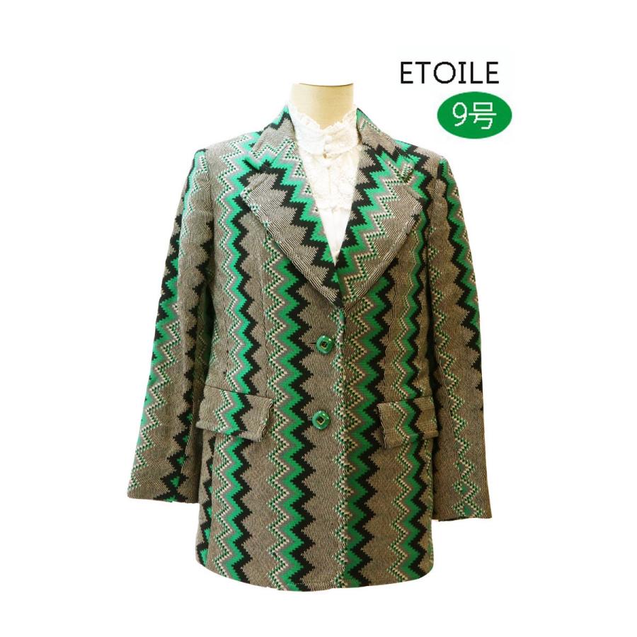 昭和レトロ 長袖ジャケット 9号 グリーン 幾何学 エトワール海渡 レディースファッション 60年代70年代 R10 Jk Marumi 通販 Yahoo ショッピング