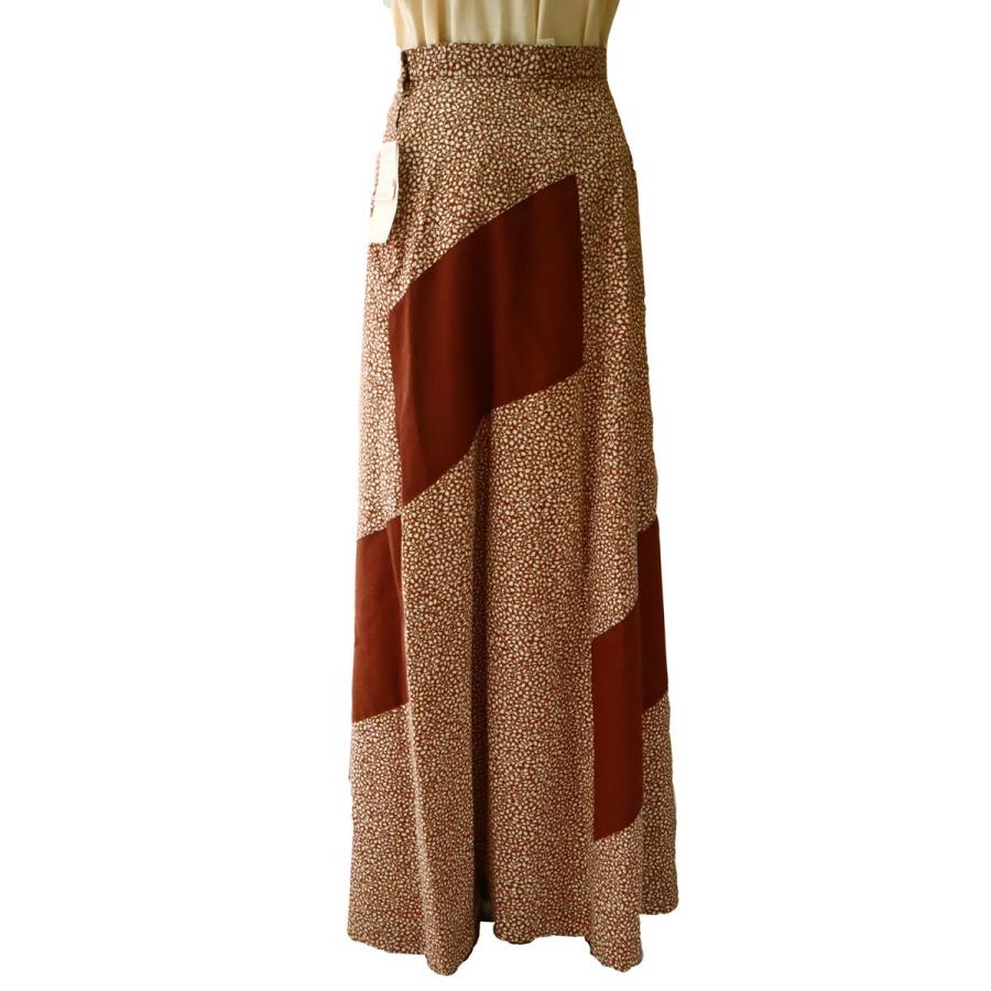 昭和レトロ ロングスカート 11号 茶 葉柄 レナウンルック レディース ...