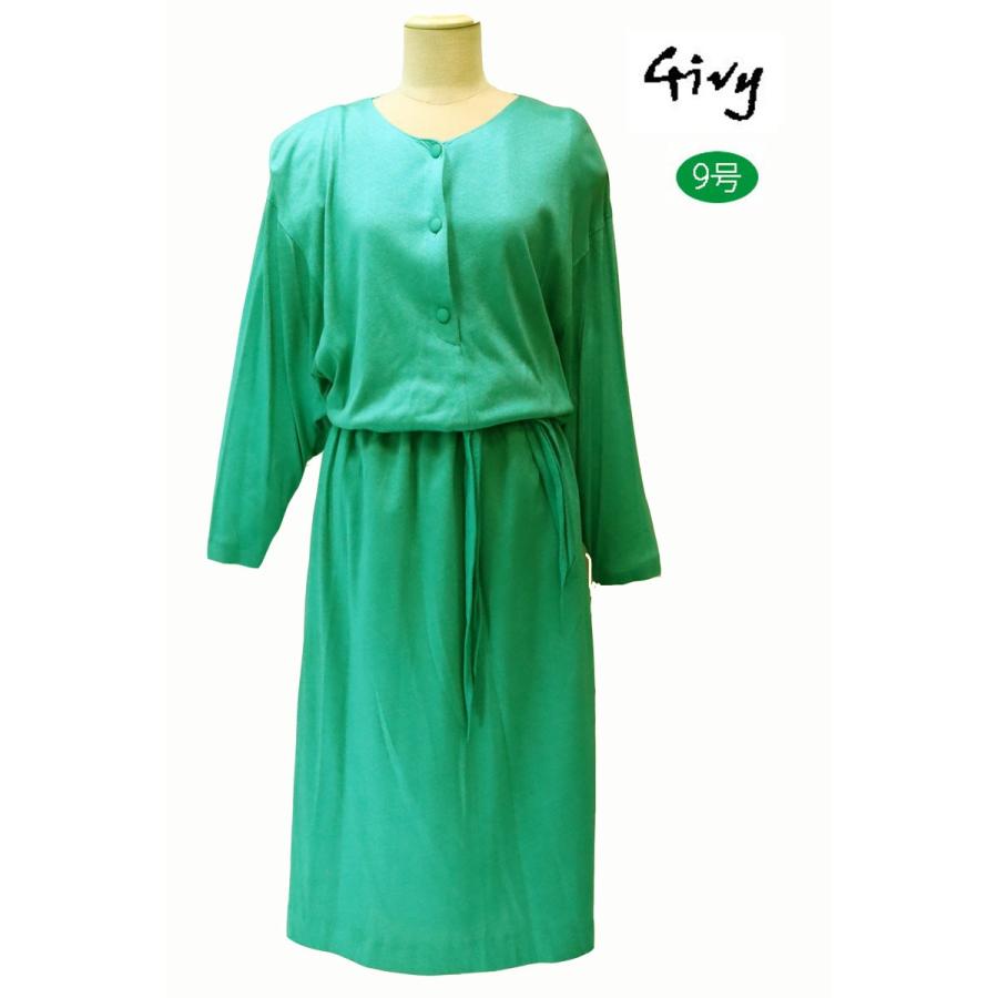 昭和レトロ 長袖ワンピース グリーン 9号 無地 春秋 レディースファッション 60年代70年代 レナウンルック ギビ わけあり R4049 Op Marumi 通販 Yahoo ショッピング