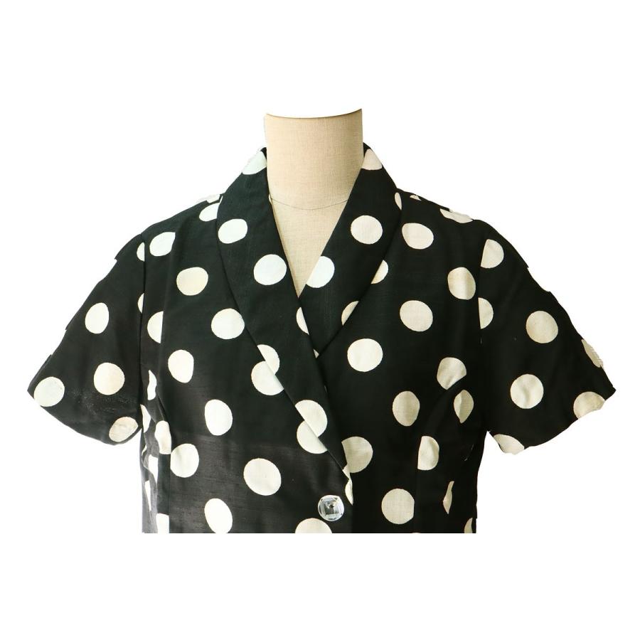 春夏 昭和レトロ スーツ 半袖ジャケット タイトスカート セットアップ 9号 黒 ブラック 大きな水玉 レディースファッション R4069 Tp Marumi 通販 Yahoo ショッピング