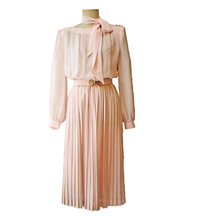 昭和レトロ 長袖ワンピース シフォン ピンク 9号 レディースファッション 新古品 わけあり 60年代70年代 R4117 Op Marumi 通販 Yahoo ショッピング