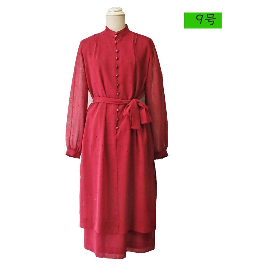昭和レトロ　長袖ワンピース　赤　レッド　9号　Mサイズ　シャレブラン　レディースファッション　60年代70年代 : r4130-op : marumi  - 通販 - Yahoo!ショッピング