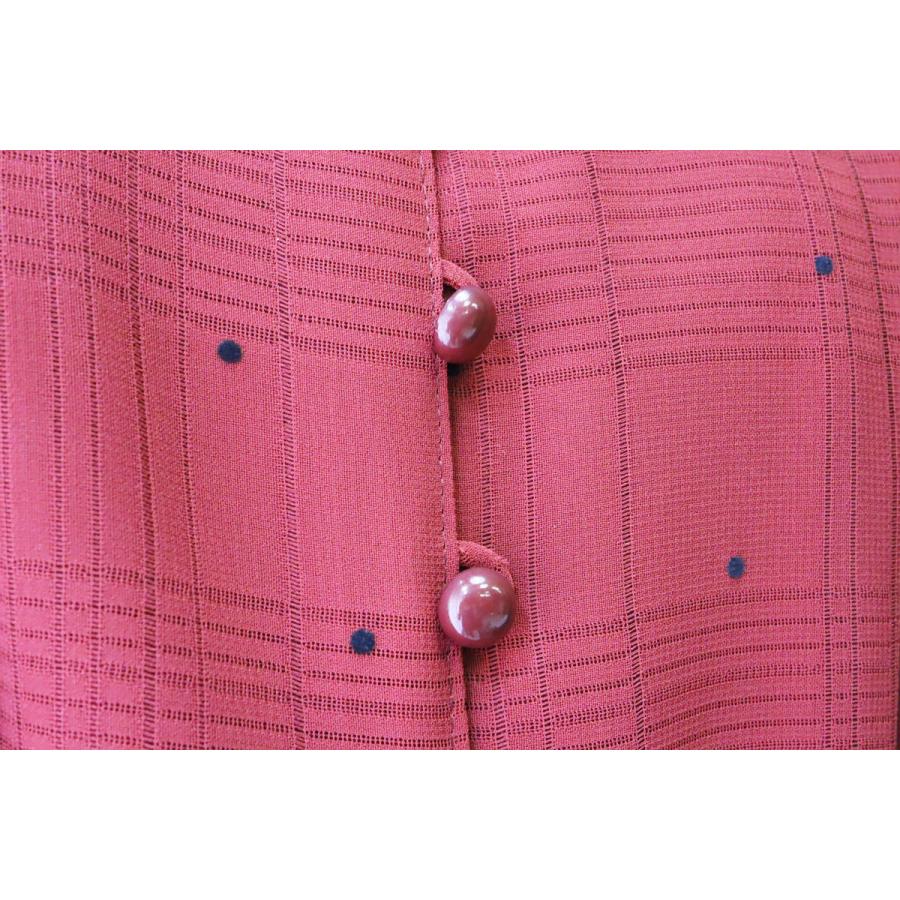 昭和レトロ　長袖ワンピース　赤　レッド　9号　Mサイズ　シャレブラン　レディースファッション　60年代70年代
