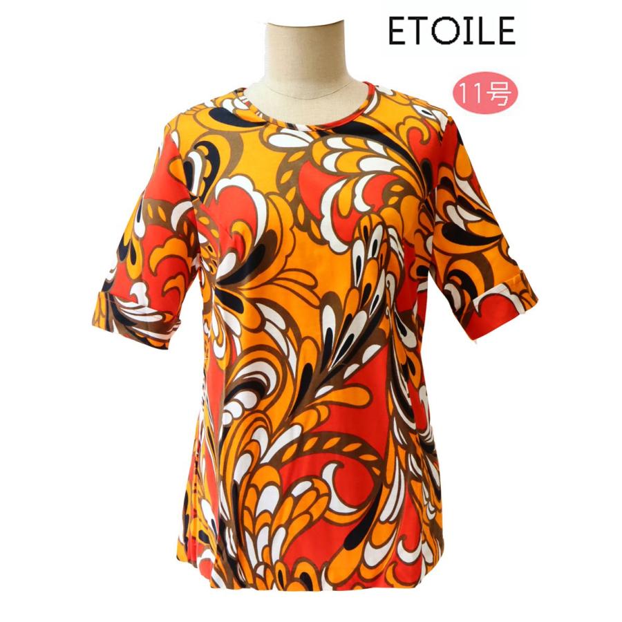 昭和レトロ 半袖tシャツ 11号 オレンジ エトワール海渡 レディースファッション 春夏 60年代70年代 R973 T Marumi 通販 Yahoo ショッピング