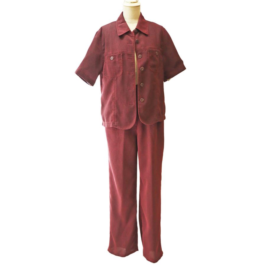 ツーピース パンツスーツ 春夏 カジュアル 9号 ボルドー 特別価格 レディースファッション 40代50代 Tp34 Marumi 通販 Yahoo ショッピング