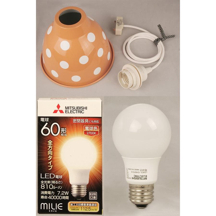 1灯 ペンダントライト スチール製 ポワドゥクルール LED電球付 引掛け