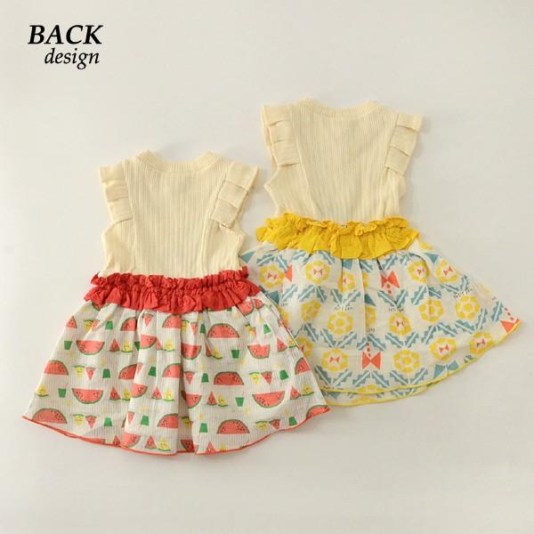メール便可プチジャム 盛夏の２柄ドッキングワンピース P 12m13 キッズ ベビー トップス 花柄 半袖 チュニック 子供服 Petit Jam Marumiya World 通販 Yahoo ショッピング