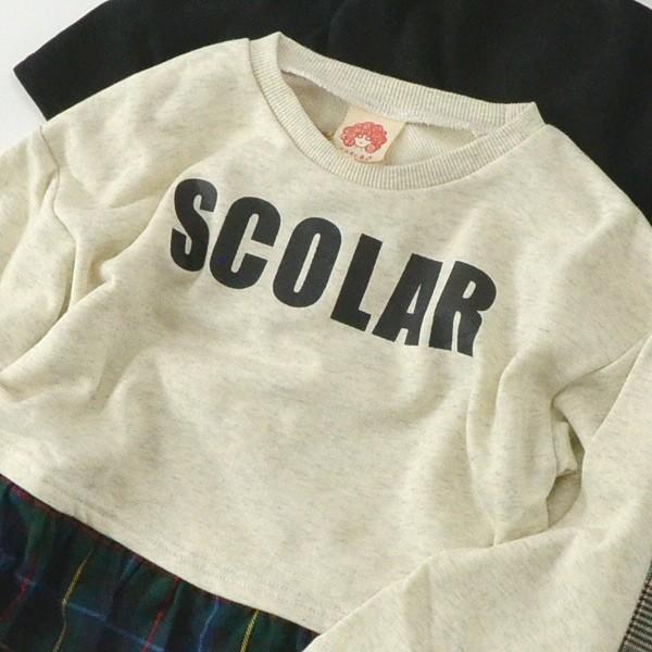 130cmマデメール便可 スカラー 19aw Sc13 M13 ドッキングワンピース キッズ ジュニア トップス チュニック ワンピ ロゴプリント チェック 子供服 Scolar 信頼