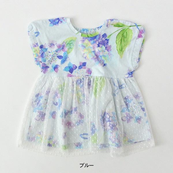 メール便可 ハッカキッズ M12m アジサイリボンプリントチュール付ワンピース キッズ トップス 花柄 総柄 チュール 女の子 子供服 Hakka Kids Marumiya World 通販 Yahoo ショッピング