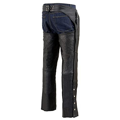 直営通販 Milwaukee Leather SH1191C Men´s ´Hip Set´ Black Leather Chaps with Four Pockets - 3X-Small