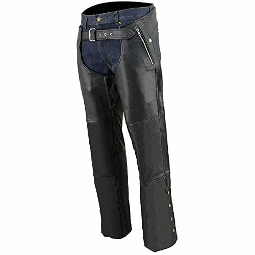 直営通販 Milwaukee Leather SH1191C Men´s ´Hip Set´ Black Leather Chaps with Four Pockets - 3X-Small