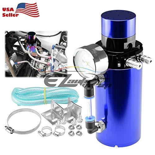 EZAUTOWRAP ビレット アルミニウム エンジン オイルキャッチタンク 缶 リザーバー ブリーザー フローゲージ 4 ブルー EZ