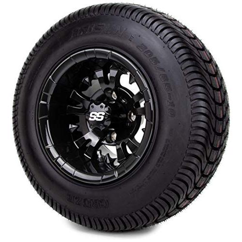 10インチ Vampire 光沢ブラック ゴルフカートホイール 薄型タイヤコンボセット 4個セット Tires 2056510