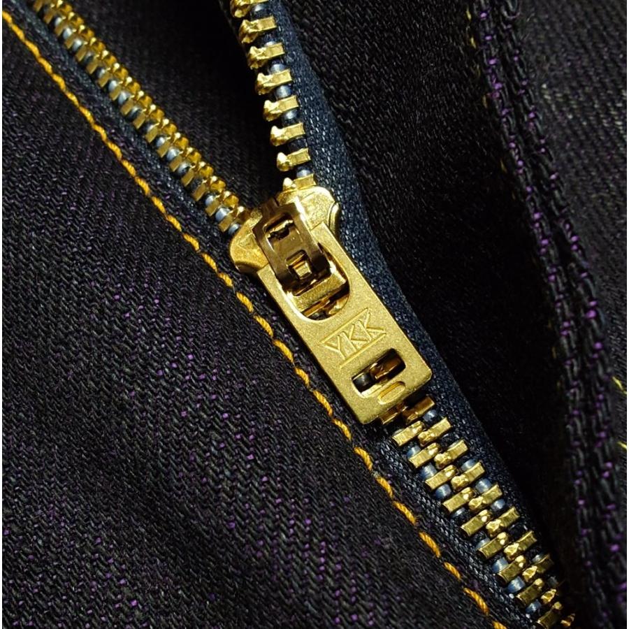 毘沙門天 14.5oz天然藍ロイヤルパープルデニム ファスナーモデル / BI-18-ZIP IND×PP (レギュラーストレート) | 毘沙天ジーンズ | 07