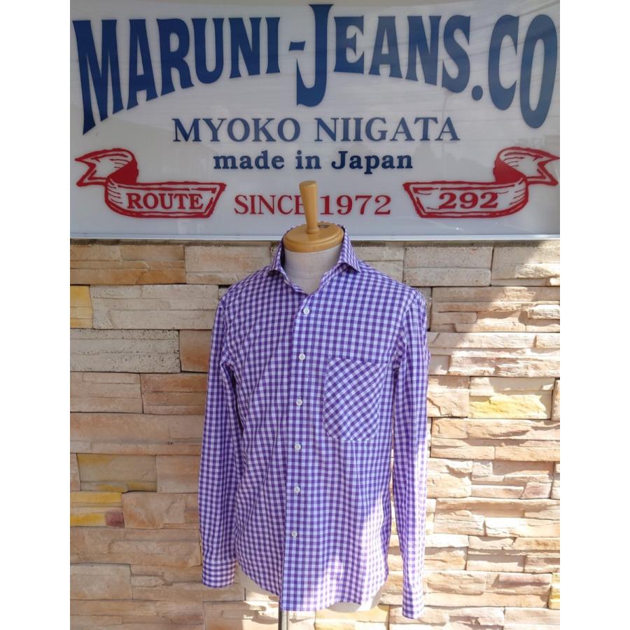 西脇長造商店 / 長袖シャツ　ギンガムチェック大【パープル】｜maruni-jeans｜02