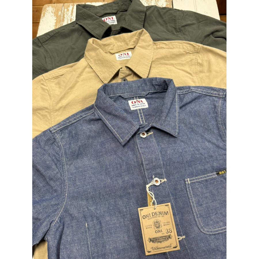鬼デニム / 8ozセルビッジシャンブレー カバーオール 【ONI