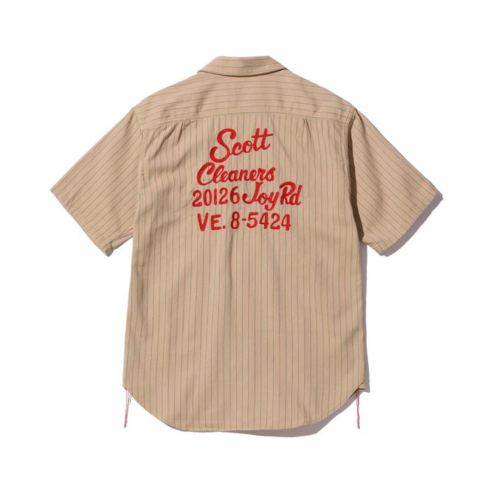 SUGAR CANE シュガーケーン / COKE STRIPE WORK SHIRT with EMBROIDERED (SHORT