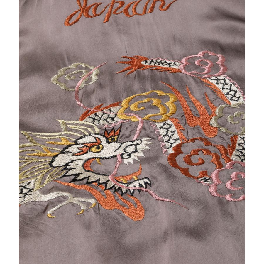 あ*い様 【希少】♥絡繰魂　双龍ドラゴン刺繍 ダークグレー ストレートデニム Tシャツ 和柄 双龍極道総刺繍（黒）絡繰魂×義若コラボの和柄七分袖