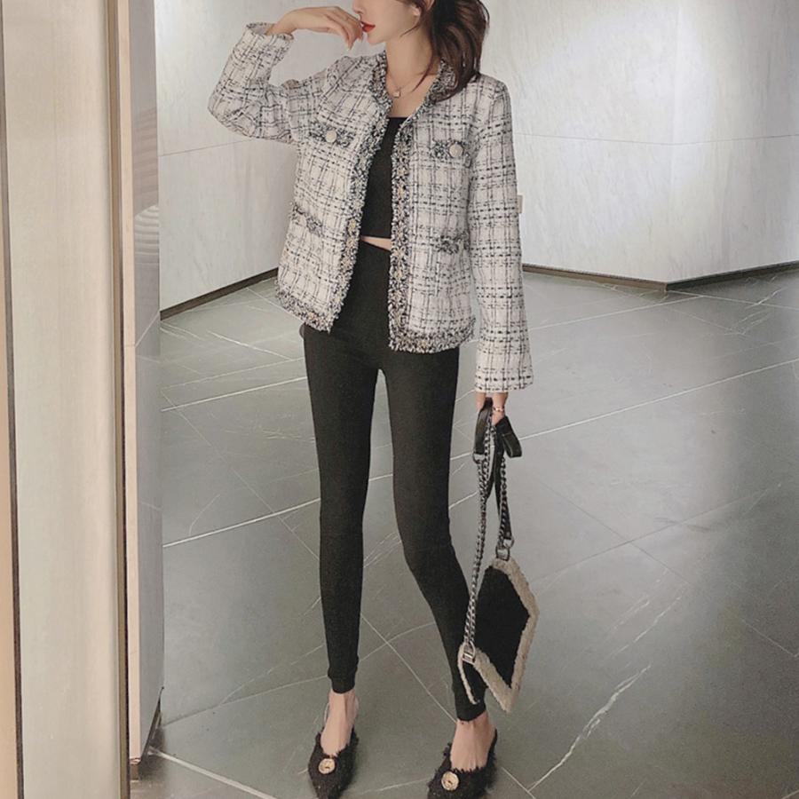 ツイードジャケット レディース ノーカラー 入園式 コーデ 入学式 白